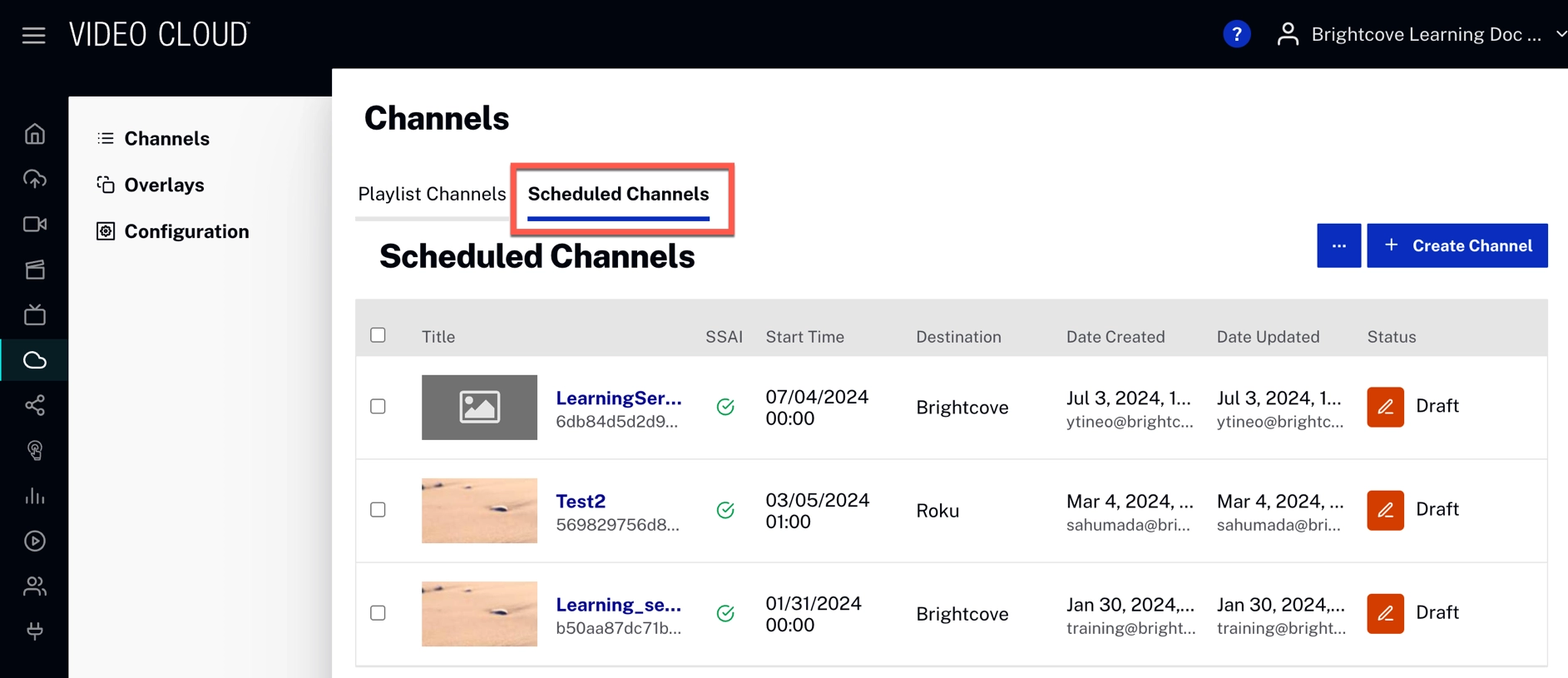 Scheduled Channels