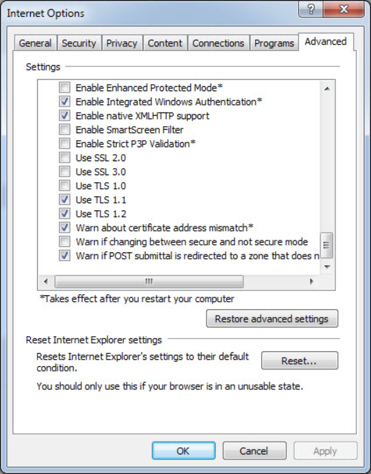 Internet Explorerの設定