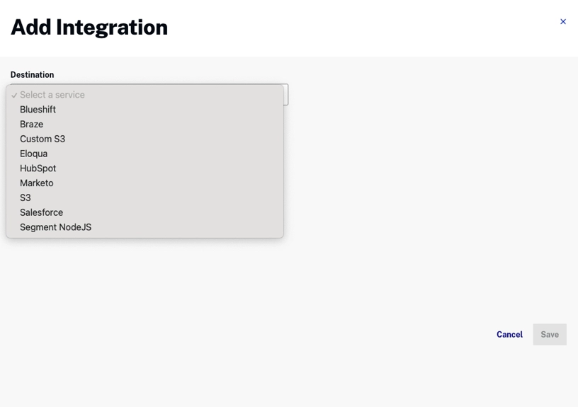 Add Integration Dialog