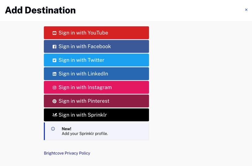 add sprinklr destination